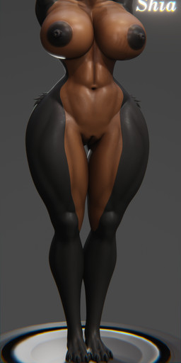 anthro big_breasts breasts brown_eyes collar female genitals grey_background hands_above_head nude pose simple_background small_waist solo spiked_collar spikes vulva xlkev shia_(xlkev) canid canine canis dobermann domestic_dog mammal pinscher 3d_(artwork) absurd_res digital_media_(artwork) full-length_portrait hi_res portrait