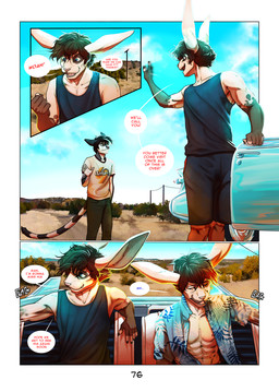 aloha_shirt anthro bottomwear car clothed clothing dialogue emanata fur gloves_(marking) group hair inside_car inside_vehicle leg_markings long_ears male markings muscular muscular_male nipples open_mouth pants pattern_clothing pattern_shirt pattern_topwear shirt shorts smile socks_(marking) speech_bubble striped_markings stripes tail tail_markings teeth text tongue topwear trio vehicle chat_noir_(artist) adrian_donovan letho_donovan shaun_robbins bassariscus lagomorph leporid mammal procyonid rabbit ring-tailed_cat comic digital_media_(artwork) english_text hi_res brother_(lore) brothers_(lore) sibling_(lore) twins_(lore)