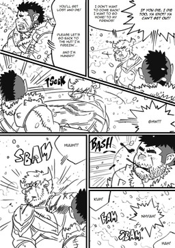 armor blood bodily_fluids dialogue fight male male/male snow storm text husky92 european_mythology greek_mythology mythology bovid bovine humanoid mammal minotaur orc black_and_white comic english_text hi_res monochrome multiple_scenes