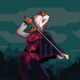 anthro beak cape claws clothing crown ear_piercing eyelashes fancy_clothing feathers female hair headgear melee_weapon piercing rapier red_eyes short_hair solo sword weapon white_body white_feathers white_hair pavlentine hellaverse the_lesser_key_of_solomon vilhelmina avian bird demon owl owl_demon 1:1 digital_media_(artwork) hi_res pixel_(artwork)