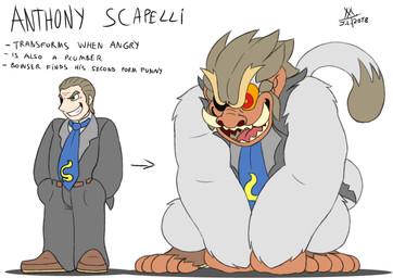 clothed clothing duo fully_clothed male text transformation villainous meatboom mario_bros nintendo super_mario_bros._(1993) anthony_scapelli haplorhine human humanoid mammal monkey ogre primate english_text model_sheet