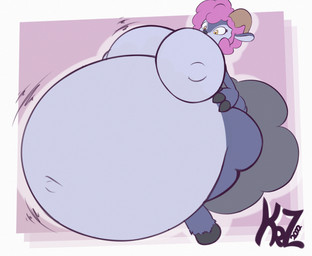 belly belly_inflation big_belly big_breasts breasts cloud expansion fur grey_body grey_fur hair horn huge_belly huge_breasts hyper hyper_belly inflation navel outie_navel pink_hair rounded_horn solo smotrilla rivals_of_aether absa bovid caprine goat mammal 2022 hi_res tagme