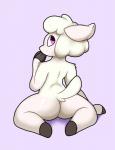 ambiguous_gender anthro butt fluffy fluffy_tail fur half-closed_eyes narrowed_eyes nude seductive simple_background solo tail young young_anthro twtr jim_the_lamb bovid caprine domestic_sheep mammal sheep tag_(disambiguation) digital_drawing_(artwork) digital_media_(artwork) hi_res