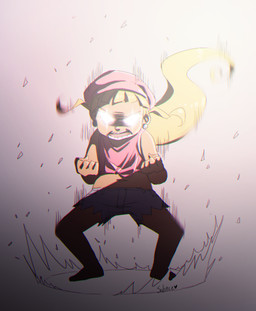 angry bare_shoulders barefoot blonde_hair brown_body brown_fur clothing ear_piercing feet female fur glowing glowing_eyes hair hat headgear headwear jewelry navel open_mouth piercing ponytail solo teeth solstice_rose donkey_kong_(series) nintendo dixie_kong haplorhine humanoid mammal monkey primate signature