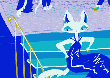 ambiguous_gender anthro blue_clothing blue_dress cheek_tuft clothed clothed_female clothing dress facial_tuft female fur group monotone_body monotone_fur purple_sclera sitting sitting_on_stairs solo_focus stairs tuft white_body white_fur naircat domestic_cat felid feline felis mammal 2017 digital_drawing_(artwork) digital_media_(artwork) microsoft_paint_(artwork) restricted_palette