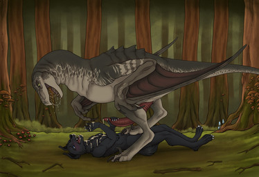 animal_genitalia animal_penis anthro anthro_on_feral bestiality bodily_fluids claws cum cum_on_chest cum_on_face cum_on_hand cum_string dripping duo ejaculation erection feet feral fingers forest fur genital_fluids genitals half-closed_eyes hand_on_penis handjob interspecies larger_feral lying male male/male membrane_(anatomy) membranous_wings narrowed_eyes nude on_back open_mouth outside penile penis plant questionable_consent saliva saliva_drip saliva_string scared scared_expression sex sickle_claw size_difference smaller_anthro tail tapering_penis teeth toe_claws toes tree wings hirofence jurassic_park jurassic_world universal_studios canid canine canis dinosaur domestic_dog mammal mutadon prehistoric_species reptile saurischian scalie theropod digital_media_(artwork) hi_res