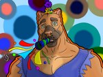 anniversary male muscular muscular_male solo poochybig pj_(pittiepj) canid canine canis domestic_dog humanoid mammal pit_bull 4:3 hi_res