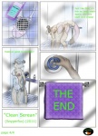 anthro anus breasts butt comic dipstick_tail domestic_ferret english_text female genitals mammal markings mustelid musteline nipples nude pussy serean_(snyperfox) shower snyperfox solo tail tail_markings text true_musteline water weasel