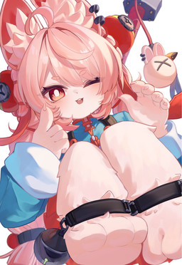 3_toes 5_fingers ahoge anklet anthro barefoot braided_pigtails claws clothed clothed_anthro clothed_female clothing ear_piercing ear_ring feet female fingers fully_clothed fully_clothed_anthro fully_clothed_female fur hair inner_ear_fluff jewelry one_eye_closed paws piercing pink_body pink_fur pink_hair red_eyes ring_piercing simple_background solo toes tuft white_background koyuki_kon9 mihoyo zenless_zone_zero zhao_(zenless_zone_zero) lagomorph leporid mammal rabbit thiren hi_res