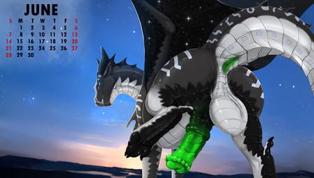 4_toes anus balls black_body black_tail butt calendar calendar_graphic calendar_pinup claws erection feet feral genitals horn june_(month) male non-mammal_balls outside pawpads paws penis rear_view solo standing tail tapering_tail teeth text toe_claws toes wings ishiru mythology wings_of_fire freezingtide dragon mythological_creature mythological_scalie scalie seawing_(wof) 2025 absurd_res digital_drawing_(artwork) digital_media_(artwork) english_text hi_res