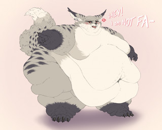 anthro belly big_belly big_breasts big_butt breasts butt huge_belly male moobs obese overweight solo thiccomode felid feline mammal pallas's_cat hi_res