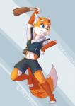 4_fingers 4_toes anthro athletic athletic_anthro athletic_male clothing feet fingers grin hoodie male midriff pecs purse smile solo toes topwear v-cut young sharparadise sharparadise_(character) canid canine fox mammal 2019 absurd_res hi_res