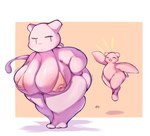 anthro big_breasts big_butt bikini bikini_top black_eyes breasts butt clothing duo female huge_breasts huge_butt huge_thighs pink_body purple_body short_stack smile swimwear tail thick_thighs two-piece_swimsuit lightmizano nintendo pokemon generation_1_pokemon legendary_pokemon mew_(pokemon) mewtwo pokemon_(species) hi_res