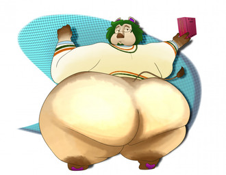 anthro big_butt book butt clothed clothing eyewear facial_hair glasses goatee huge_butt hyper looking_at_viewer looking_back male morbidly_obese obese overweight partially_clothed solo sweater topwear goldendogma animal_crossing nintendo leopold_(animal_crossing) felid lion mammal pantherine hi_res