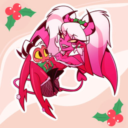 boots breasts christmas_clothing clothing duo eyelashes female footwear freckled_face freckles glistening_eyelids high_heeled_boots high_heels holidays holly_(plant) larger_female legwear long_eyelashes male male/female plant pose shoes size_difference smaller_male tail thigh_boots thigh_highs gatojack3 christmas hellaverse helluva_boss moxxie_(helluva_boss) verosika_mayday humanoid imp succubus 1:1 hi_res pinup