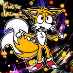 anthro clothing dynamic_effects fangs fur gloves handwear male solo tail teeth text midnightbatizer sega sonic_the_hedgehog_(series) miles_prower canid canine fox mammal 1:1 digital_media_(artwork)