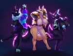 anthro big_breasts breasts claws female genitals group jackets mostly_nude nipple_dip nipples pussy tail trio wide_hips vikhop citra_(skiesofsilver) lime_(skiesofsilver) limon_(skiesofsilver) canid canine canis coyote mammal wolf absurd_res hi_res