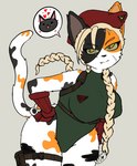 anthro barette big_breasts braided_hair breasts calico_pattern clothing female green_eyes hair leg_markings leotard markings military solo tail tail_markings thick_thighs thigh_markings angelbunn capcom street_fighter calico_(calico) cammy_white calico_cat domestic_cat felid feline felis mammal low_res