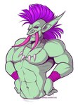 clothed clothing colored_teeth hands_on_hips humanoid_pointy_ears long_ears looking_at_viewer male muscular nipples not_furry pointy_ears smile smirk solo topless tusks cupcake992 blizzard_entertainment warcraft humanoid troll_(mythology)