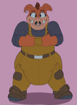 anthro big_diaper boots clothed clothing diaper diaper_bulge diaper_under_clothing ear_piercing facial_piercing female fingers footwear gesture hand_gesture hooved_fingers hooves mohawk nose_piercing nose_ring overalls piercing ring_piercing shoes solo thumbs_up wearing_diaper baileydoodles dreamworks the_bad_guys pigtail_(the_bad_guys) mammal suid suine sus_(pig) wild_boar absurd_res hi_res