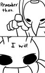 2_panel_comic 5_fingers antennae_(anatomy) biped black_eyes black_text dialogue duo eyebrows female fingers gesture hand_gesture pointing simple_background talking_to_another text white_background skeletorskeletonized hollow_knight team_cherry bretta_(hollow_knight) iselda_(hollow_knight) arthropod beetle insect 2020 5:8 comic digital_media_(artwork) english_text hi_res