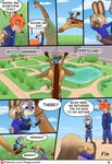 anthro bodily_fluids canid canine clothing comic dialogue disney english_text female fox fur giraffe giraffid group hi_res judy_hopps lagomorph leporid male mammal nick_wilde police rabbit red_fox tears text the_gory_saint true_fox uniform url zootopia