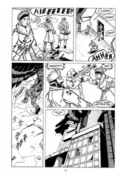 abandoned_building aiming ambiguous_gender anthro black_body black_fur building carrying_another city clothing coat countershade_neck countershading crossbow dagger dialogue eyewear female feral flying fur group hat headgear headwear holding_crossbow holding_dagger holding_melee_weapon holding_object holding_sword holding_weapon knockout looking_at_another male melee_weapon panicking predator/prey profanity ranged_weapon ruins scared screaming skyscraper speech_bubble sunglasses sword text topwear trenchcoat unconscious ushanka weapon yelling yelling_at_another roz_gibson scott_ruggels harpy_(roz_gibson) jack_salem accipitrid accipitriform avian bird eagle gulonine harpy_eagle human mammal marten mustelid musteline sable_(marten) 2002 artist_collaboration black_and_white comic english_text hi_res monochrome