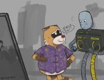 anthro belly brown_body clothing duo grey_body machine male red_nose shirt slightly_chubby topwear fritap4p4 robot_dreams rascal_(robot_dreams) robot_(robot_dreams) mammal procyonid raccoon robot 2024 hi_res