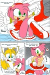 2:3 amy_rose anthro breasts butt camel_toe canid canine clothing comic dialogue duo english_text eulipotyphlan female fox hedgehog karate_akabon male male/female mammal miles_prower nervous nipples nude panties pink_body sega sonic_the_hedgehog_(series) text underwear undressing