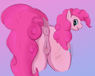 animal_genitalia animal_vulva anus blue_eyes curly_hair equine_anus equine_genitalia equine_vulva female female_feral female_focus feral feral_focus fluffy genitals hair looking_back mane open_mouth pink_body pink_hair pink_vulva presenting puffy_anus rear_view solo vulva ghostyxtoasty friendship_is_magic hasbro my_little_pony pinkie_pie_(mlp) equid equine horse mammal pony 5:4 absurd_res hi_res