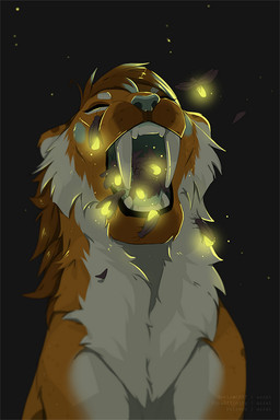 ambiguous_gender big_fangs black_background brown_hair cheek_tuft eyebrows eyelashes facial_tuft fangs female female_feral feral feral_pred feral_prey feral_with_hair fur glowing group hair huge_fangs in_mouth larger_female larger_pred nude open_mouth orange_body orange_fur sabertooth_(anatomy) short_hair simple_background size_difference teeth tuft vore white_body white_eyebrows white_fur azzai arthropod beetle elateroid felid firefly insect mammal prehistoric_species saber-toothed_tiger smilodon 2019 colored digital_drawing_(artwork) digital_media_(artwork) shaded