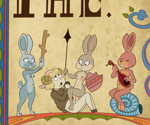 anthro anthro_on_anthro anthro_penetrated anthro_penetrating anthro_penetrating_anthro bard biped blonde_hair blue_body buckteeth clothed clothing clothing_lift eyelashes eyes_closed female female_on_top female_penetrated fingers genitals group hair historical historical_porn holding_melee_weapon holding_object holding_polearm holding_shield holding_spear holding_weapon hooves horn illuminated_manuscript lute male male/female male_on_bottom male_penetrating male_penetrating_female medieval melee_weapon monk musical_instrument navel on_bottom on_top open_mouth penetration penis pink_nose playing_music plucked_string_instrument polearm pupils sex shield simple_background spear string_instrument teeth thick_thighs tongue vulva weapon whiskers lonbluewolf bovid caprine lagomorph leporid mammal rabbit sheep 2025 6:5 hi_res