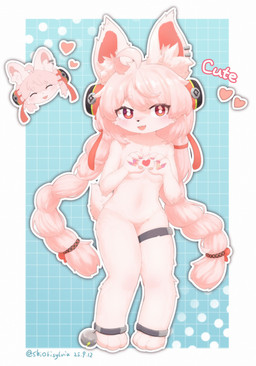 3_toes 4_fingers ^_^ accessory ahoge ankle_bell anklet anthro bell bell_accessory biped black_nose blush blush_lines breasts chest_tuft circle_eyebrows claws ear_piercing eyebrow_through_hair eyebrows eyelashes eyes_closed featureless_crotch feet female female_anthro finger_claws fingers front_view fur geometric_background gesture hair hair_accessory hair_ribbon hand_gesture heart_gesture heart_symbol hearts_around_head hindpaw inner_ear_fluff jewelry kemono legband loli long_hair looking_at_viewer monotone_body monotone_fur monotone_hair monotone_tail navel nude nude_anthro nude_female open_mouth open_smile pattern_background pawpads paws piercing pigtails pink_body pink_ears pink_fur pink_hair pink_inner_ear pink_inner_ear_fluff pink_pawpads pink_ribbon pink_tail pupils red_eyes ribbons scut_tail short_tail simple_background small_breasts smile solo standing tail text thighband toes translucent translucent_hair tuft white_pupils young young_anthro young_female shiokisylvia mihoyo zenless_zone_zero zhao_(zenless_zone_zero) lagomorph leporid mammal rabbit thiren 2025 absurd_res artist_name colored dated digital_media_(artwork) english_text full-length_portrait hi_res portrait shaded adult_(lore)