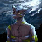 anthro brown_body brown_fur chest_tuft clothed clothing depression fur hair male outside purple_eyes raining sad solo standing stripes topless tuft white_hair wings franset specter_koen bat mammal megabat stripe-faced_fruit_bat 1:1 2018 2d_animation animated portrait short_playtime