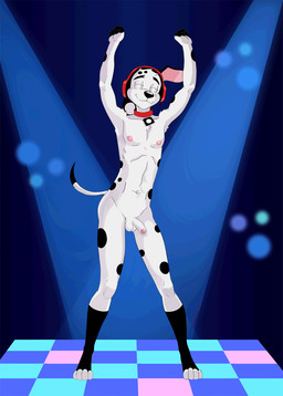 aged_up anthro balls bouncing_balls bouncing_ears bouncing_penis casual_nudity collar collar_only dancing disco_floor disco_lights exhibitionism floppy_ears foreskin genitals hands_above_head headgear headgear_only male multicolored_body nightclub nipples nude penis public public_nudity solo spotlight tail tail_motion tailwag dal101strefan 101_dalmatian_street 101_dalmatians disney d.j._(101_dalmatians) canid canine canis dalmatian domestic_dog mammal 2d_animation animated hi_res