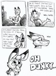 anthro cellphone clothed clothing dialogue dipstick_ears ear_markings electronics male multicolored_ears open_clothing open_mouth open_topwear open_vest phone solo text topwear vest flinters duncan_roo flinters_(character) kangaroo macropod mammal marsupial comic english_text monochrome