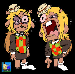 anthro antlers blonde_hair bloodshot_eyes brown_body buckteeth clothed clothing female footwear freckles hair hat headgear headwear horn open_mouth red_nose socks teeth iluvrabbitz deltarune nickelodeon spongebob_squarepants undertale_(series) noelle_holiday spongebob_squarepants_(character) deer mammal new_world_deer reindeer