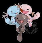 ambiguous_gender blue_body brown_body female group looking_at_viewer male open_mouth pink_body smile tongue trio vermine nintendo pokemon amphibian generation_2_pokemon generation_9_pokemon paldean_form paldean_wooper pokemon_(species) regional_form_(pokemon) shiny_pokemon wooper alpha_channel digital_media_(artwork)