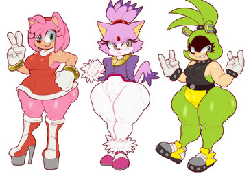anthro breasts female group thick_thighs trio wide_hips nattonsfw idw_publishing sega sonic_the_hedgehog_(comics) sonic_the_hedgehog_(idw) sonic_the_hedgehog_(series) amy_rose blaze_the_cat surge_the_tenrec afrosoricid domestic_cat eulipotyphlan felid feline felis hedgehog mammal tenrec hi_res