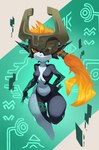 2024 absurd_res armor breasts featureless_breasts featureless_crotch female hair headgear helmet hi_res humanoid humanoid_pointy_ears imp long_hair looking_at_viewer markings midna nintendo not_furry red_eyes roxythefoxy smile solo the_legend_of_zelda twili twilight_princess