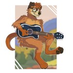 anthro brown_body brown_fur eyewear fangs floppy_ears fur glasses guitar male musical_instrument pawpads paws plucked_string_instrument solo string_instrument teeth wearing_glasses skyfox911 bluey_(series) busker_(bluey) joff_bush canid canine canis domestic_dog irish_terrier mammal 1:1 digital_media_(artwork) full-length_portrait hi_res portrait