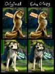 alpha_and_omega bad_pun canid canine canis digital_media_(artwork) duo esda06 female feral humphrey kate_(alpha_and_omega) male mammal quadruped tail third-party_edit version_comparison wolf