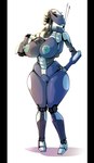 big_breasts black_eyes breasts female genitals looking_at_viewer machine nipples not_furry nude pussy simple_background solo thick_thighs white_background wide_hips karakylia star_wars b1_battle_droid battle_droid robot 2021 hi_res