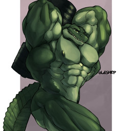 abs anthro barazoku barbell big_muscles biped closed_smile convenient_censorship exercise green_body green_nipples hands_behind_head huge_muscles hyper hyper_muscles looking_at_viewer male male_anthro mouth_closed muscular muscular_anthro muscular_arms muscular_male navel nipples non-mammal_nipples nude nude_anthro nude_male obliques overbite pecs quads scales simple_background smile solo standing tail underbite weightlifting workout yellow_eyes oldshep conner_(oldshep) alligator alligatorid crocodilian reptile scalie 1:1 2019 signature