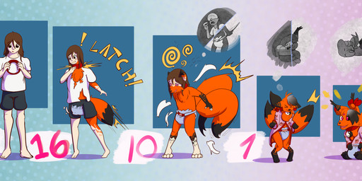 age_regression black_sclera collar diaper feet fur fur_growth growth happy hypnosis identity_change identity_death memory_erasure memory_loss mind_control multi_tail neonate orange_body orange_fur squean tail toes transformation transformation_sequence transformative_collar yin_yang young dustyerror canid canine fox human mammal absurd_res hi_res