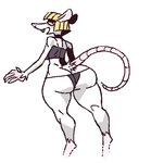 anthro big_butt bottomwear bottomwear_down breasts butt clothed clothing female huge_butt medium_breasts partially_clothed solo tail topwear underwear underwear_down wide_hips robotjoe platinum_(saladbomb) mammal murid murine rat rodent 2021