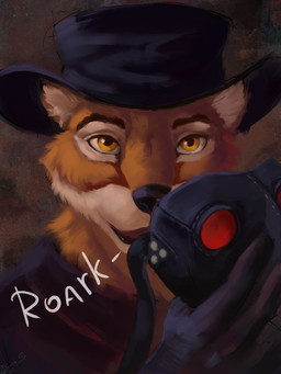 animal_mask anthro beak_mask clothing fur hat headgear headwear male mask open_mouth orange_body orange_eyes orange_fur plague_doctor simple_background smile solo white_body white_fur dimonis hi_res signature watermark