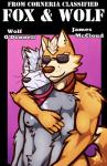 anthro canid canine canis clothed clothing comic english_text eyewear fox hi_res james_mccloud kerchief male male/male mammal neckerchief nintendo scar star_fox sunglasses text topless ventkazemaru whiskers wolf wolf_o'donnell