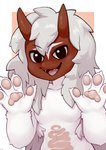 anthro fur hair happy kemono looking_at_viewer male open_mouth open_smile red_body smile solo tongue white_body white_fur color_fox amaverse asian_mythology east_asian_mythology japanese_mythology mythology makani_ino demon oni yokai absurd_res hi_res