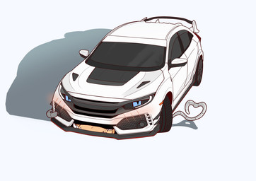 ambiguous_feral ambiguous_gender blue_eyes blush car feral machine open_mouth simple_background solo teeth tongue vehicle wheel white_background white_car eibvdy living_car living_machine living_vehicle 2024 hi_res